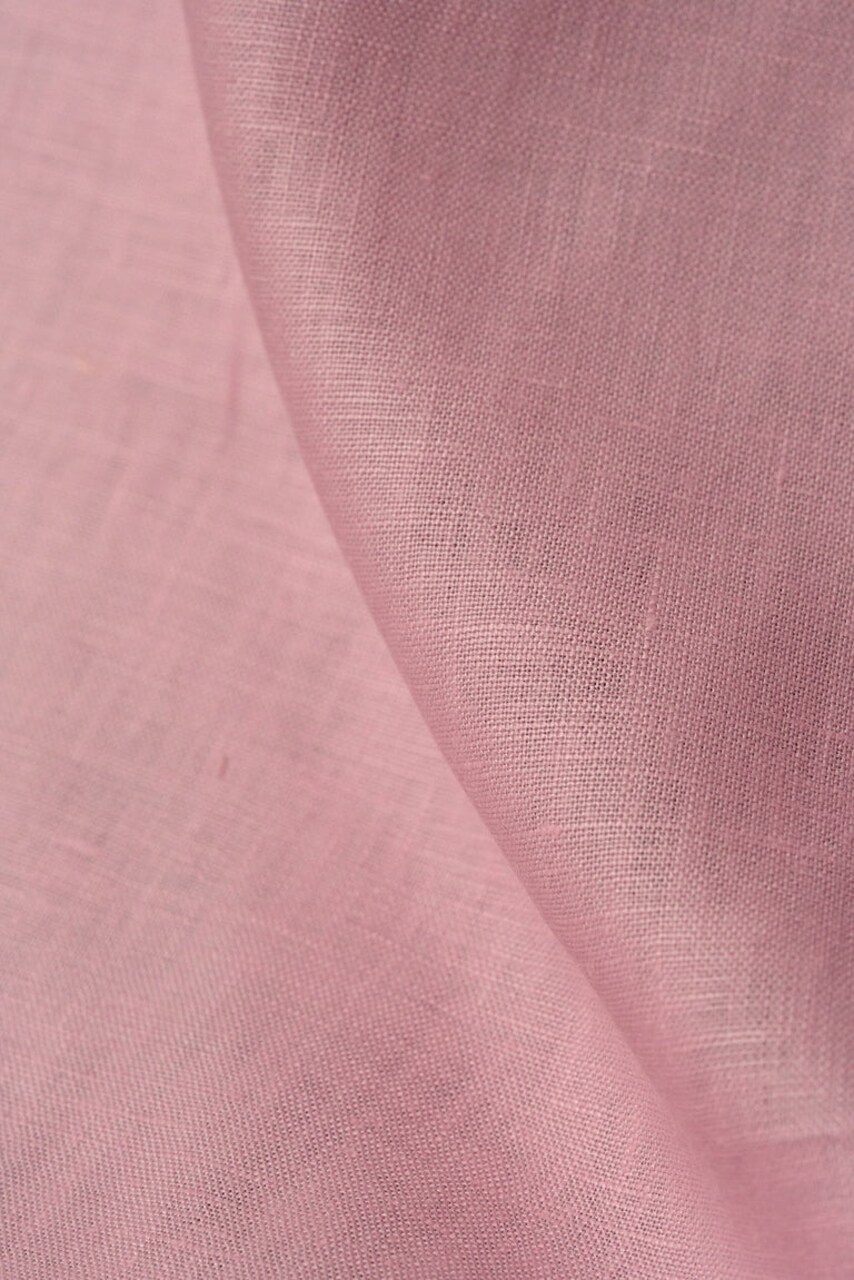 1 Yard Midweight Bubble Gum Pure Linen Fabric, Softened 5.5 Oz Solid Weave 54 Inch